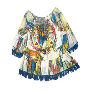 Antica  Santoria  women's flouncy top one size beautiful colors vacation  cruise